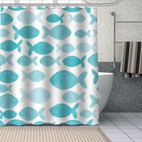 new fish pattern custom pattern polyester bath curtain waterproof shower curtains diy bath screen printed curtain for bathroom