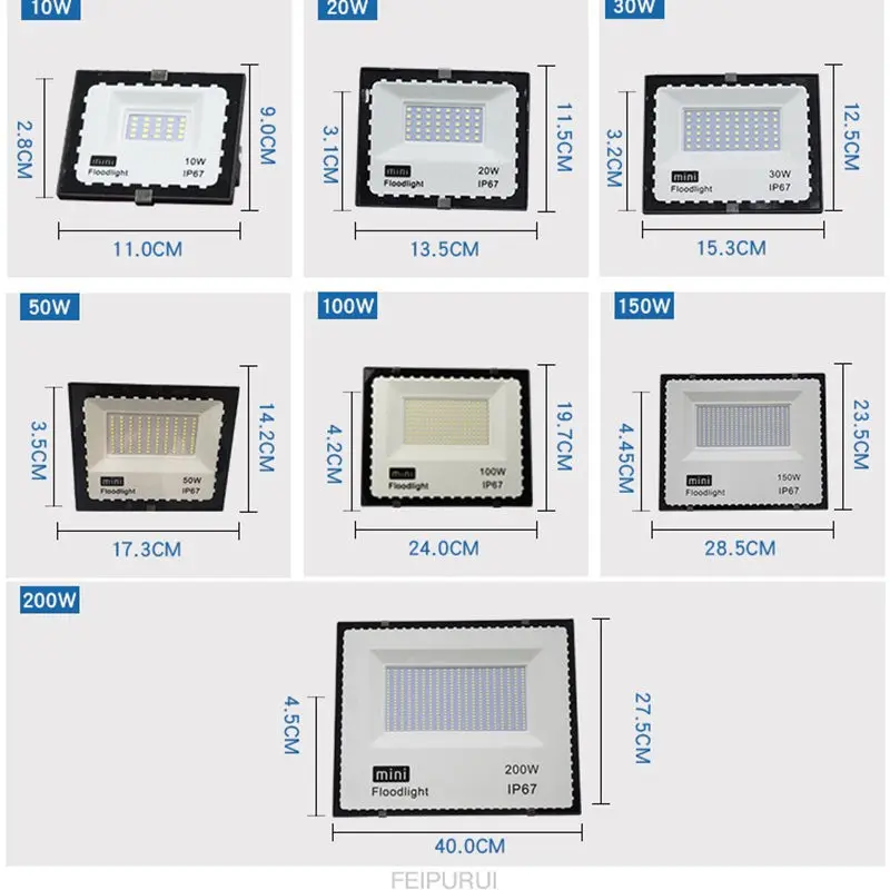 

New Mini AC 85-265V LED 10W 20W 30W 50W 100W 150W 200W led floodlight spotlight spotlight outdoor wall-mounted wall lamp garden