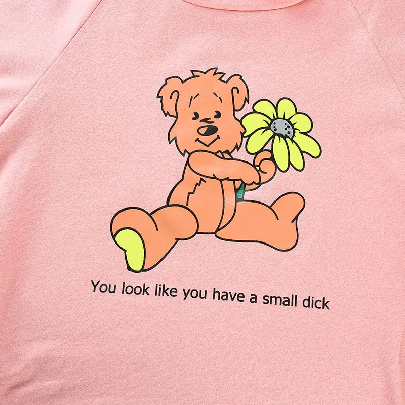 Розовая Женская короткая футболка с рукавом реглан и рисунком круглым вырезом