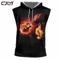 cjlm man fashion large size hooded tank top 3d red leisure vest full printed flame cello musical note mens tanktop