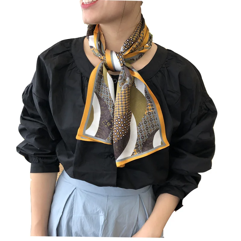 

New Women 100% Mulberry Silk Long Scarf Office Neck Tie Scarves and Wraps Shawls Fashion Printing Skinny Warm Neckechief Bandana