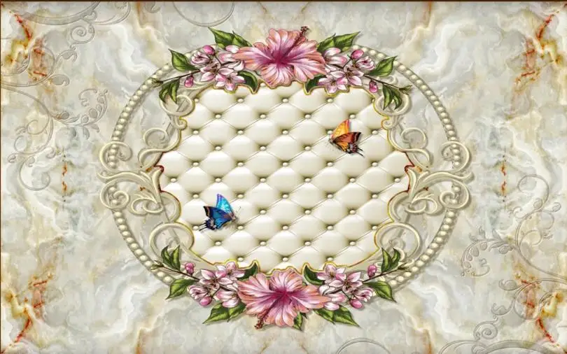 

home decor wallpaper European pattern soft bag marble lily wall paper for bedroom living room modern