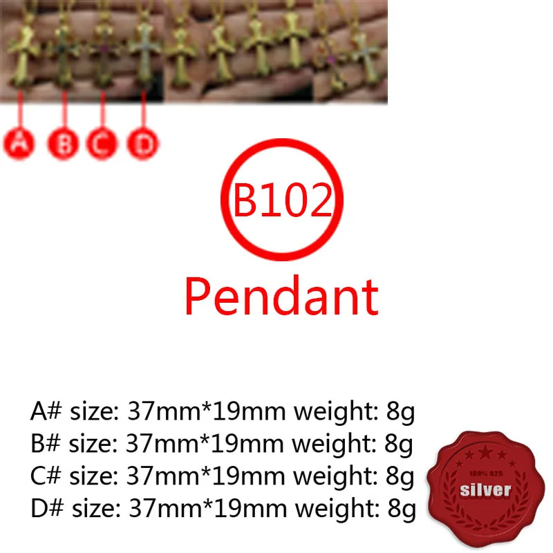 

B102 S925 sterling silver pendant jewelry retro same style popular cross flower hip hop punk style gift for lover new hot