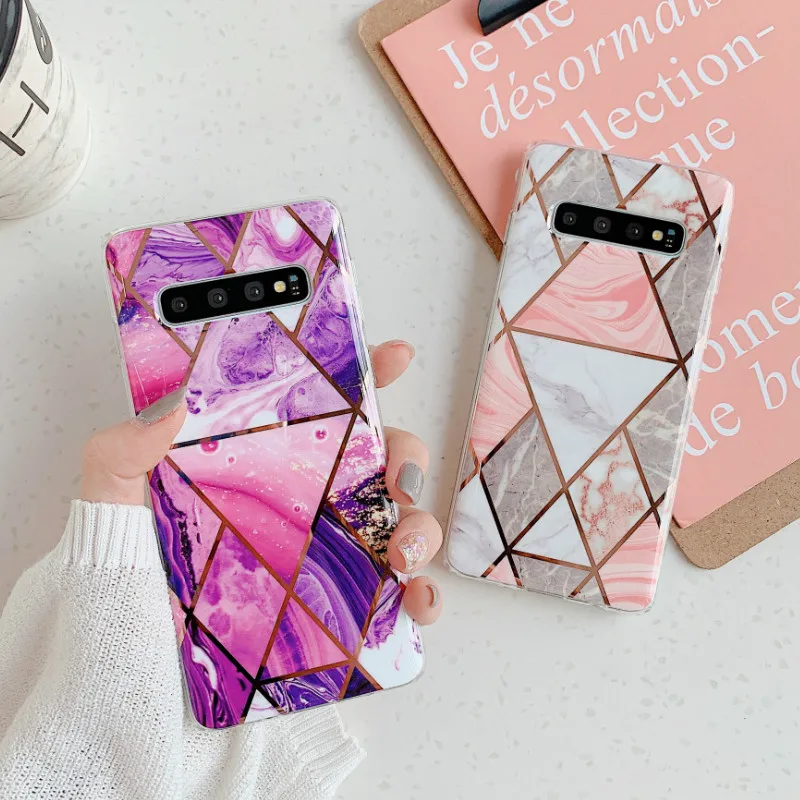 Глянцевый мраморный чехол подставка для samsung Galaxy S10e S10 S9 S8 Plus S7 Edge Note 8 9 рукоять