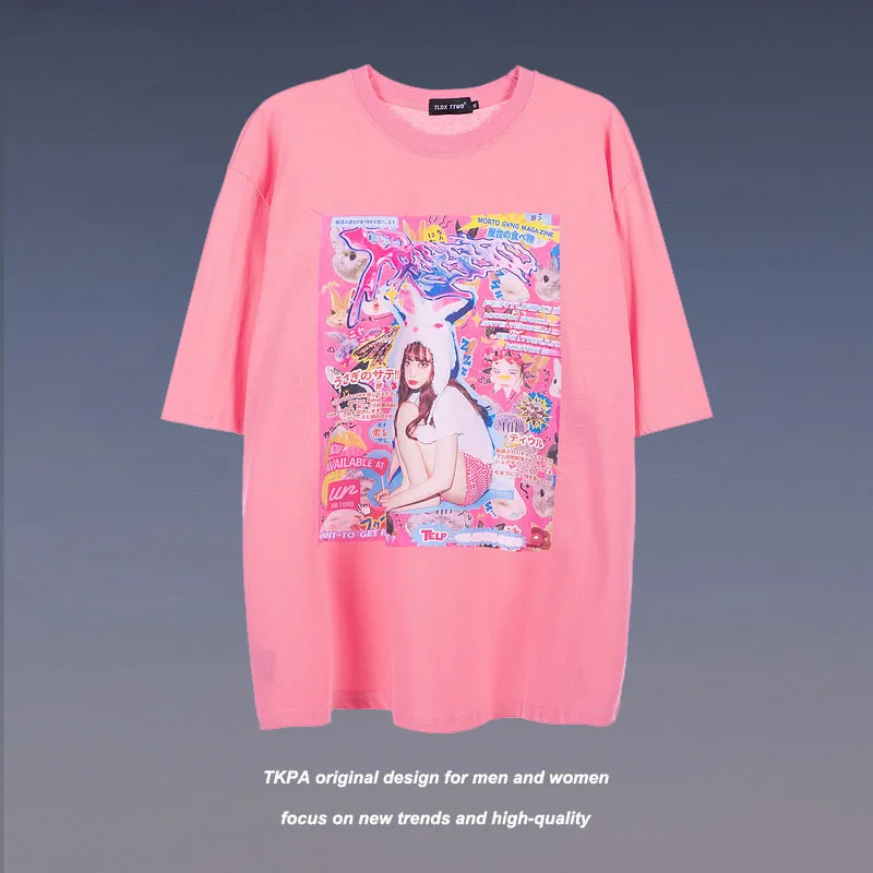 

Men T Shirt Streetwear Japanese Actress Print Harajuku Hip Hop Tshirt New Oversize 100% Cotton Tees Tops Male Couple T-Shirt