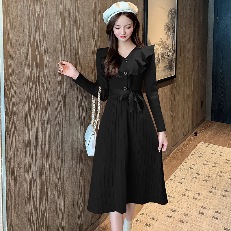 COIGARSAM модное вязаное женское длинное платье Новые платья Красный Черный метр