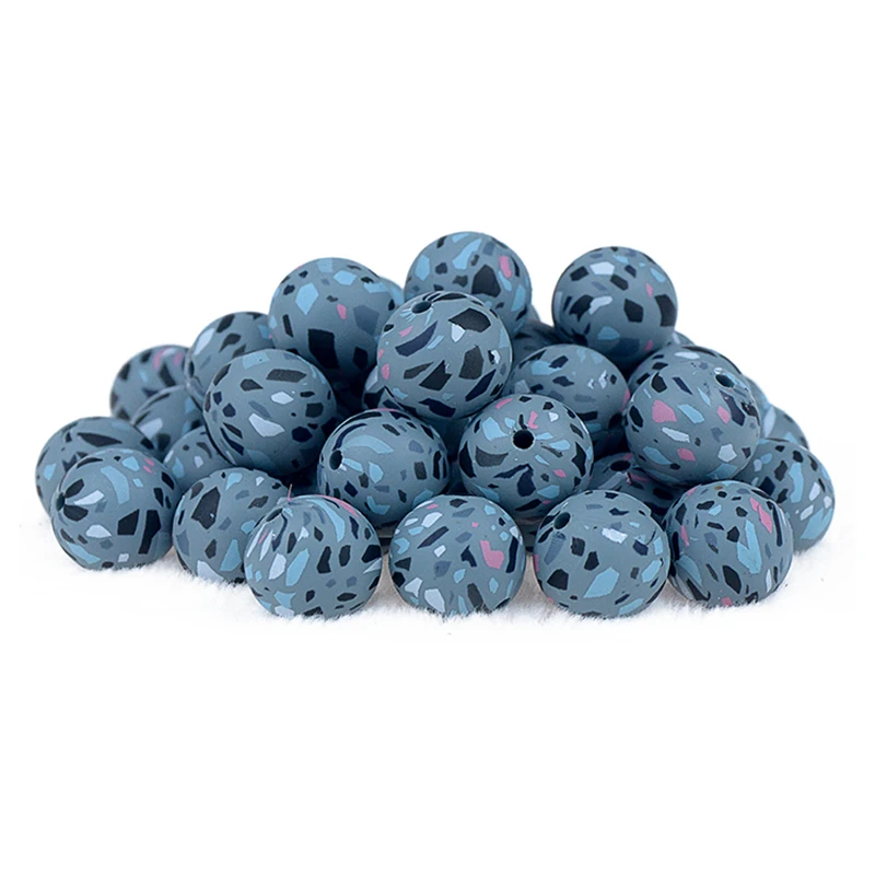 Coskiss-Cuentas de silicona con estampado de leopardo para beb&eacute;, mordedor de grado alimenticio, impresi&oacute;n redonda, manualidades, mordedor seguro, sonajero, 50 Uds., 12/15mm-4