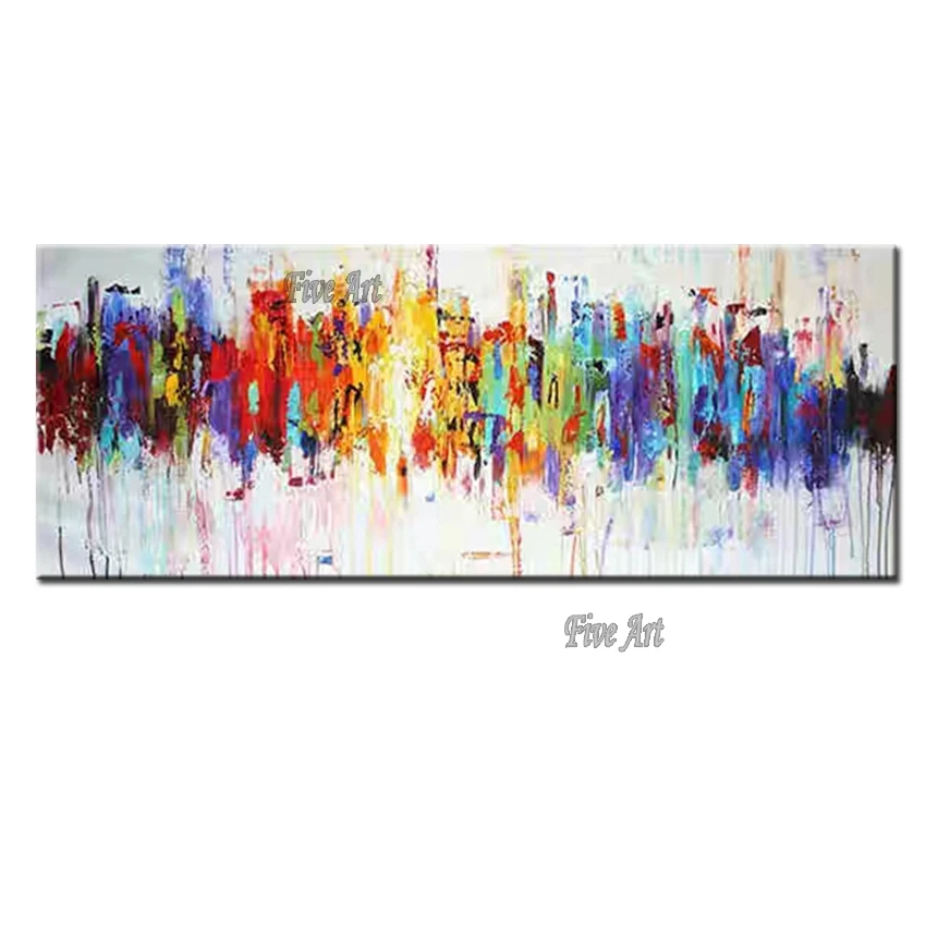 

Home Decoration Pieces Acrylic Artwork Hand-painted Heavy Thick Oil Painting Colorful Design Abstract Wall Canvas Art Panel Set