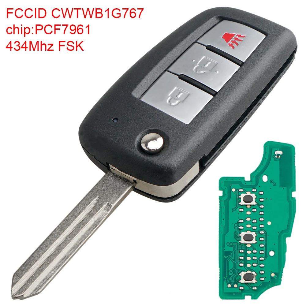 434 МГц 3 кнопки Автомобильный Брелок дистанционного управления с ключом чипом