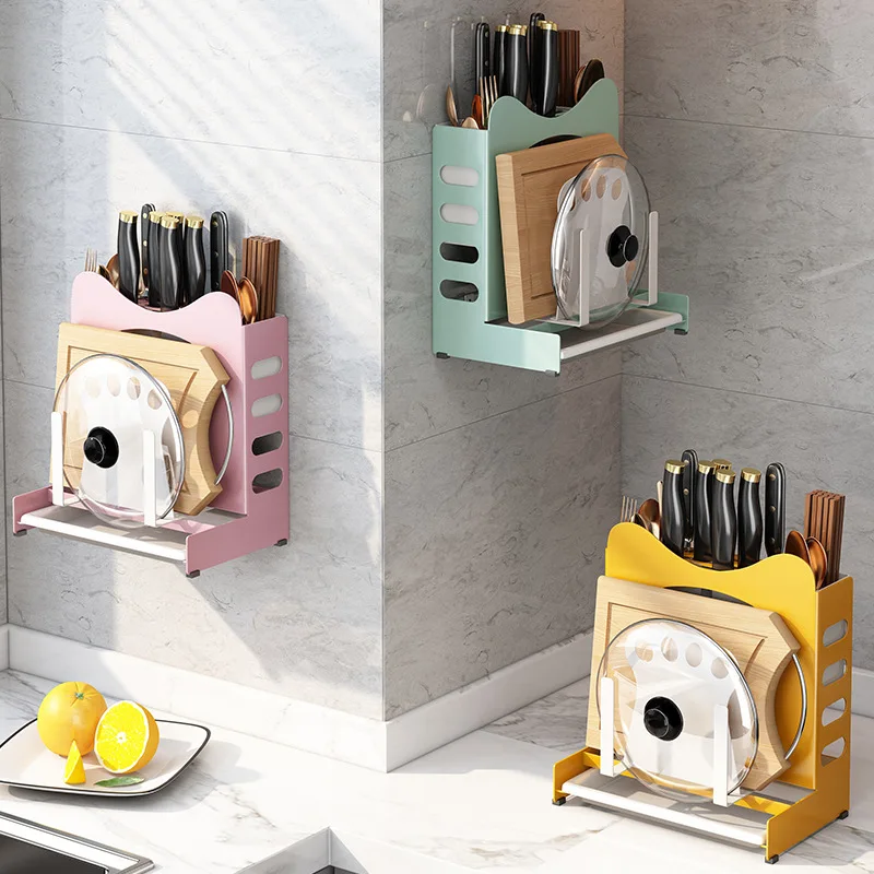 

4 в 1 настенный держатель для кухонных ножей из нержавеющей стали с контейнером для хранения столовых приборов разделочная доска и органайз...