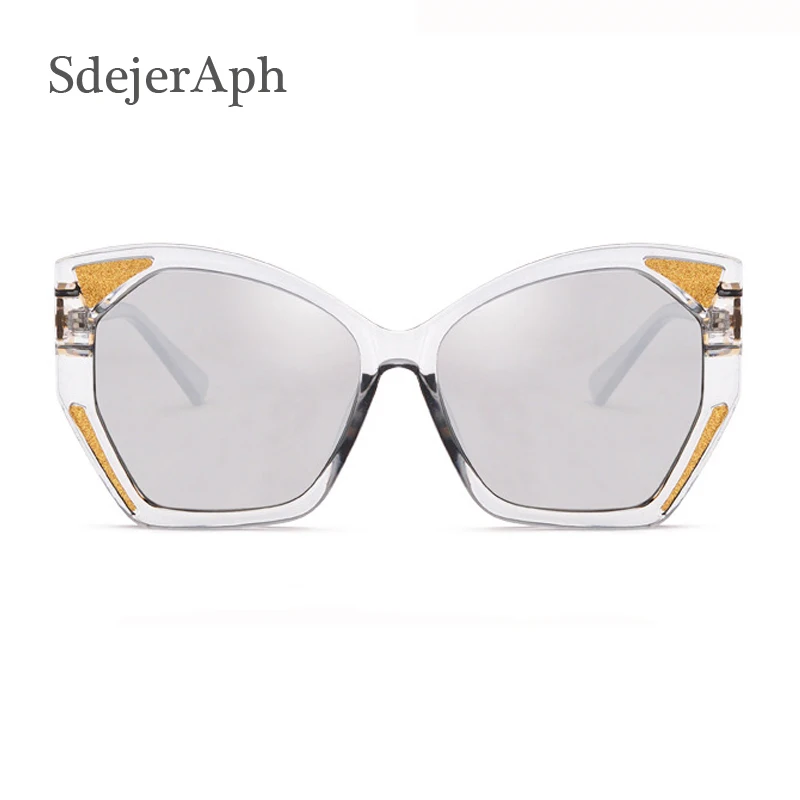 Винтажные блестящие серые негабаритные солнцезащитные очки в стиле панк для