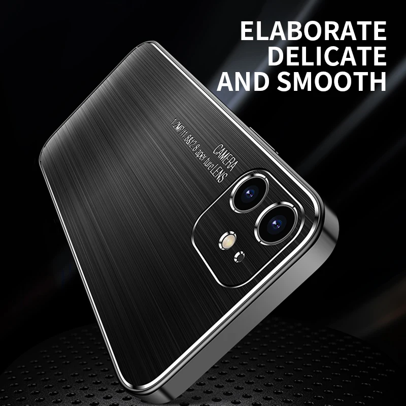 Laser Metal Brushed Mobile Phone Case For iPhone 13 12 11 Pro XS Max XR X 7 8 6 S SE 2022 Anti-drop All-inclusive Capa Capinhas