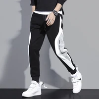 new cotton splicing mens casual pants korean fashion large loose sports nine legged harlan pants