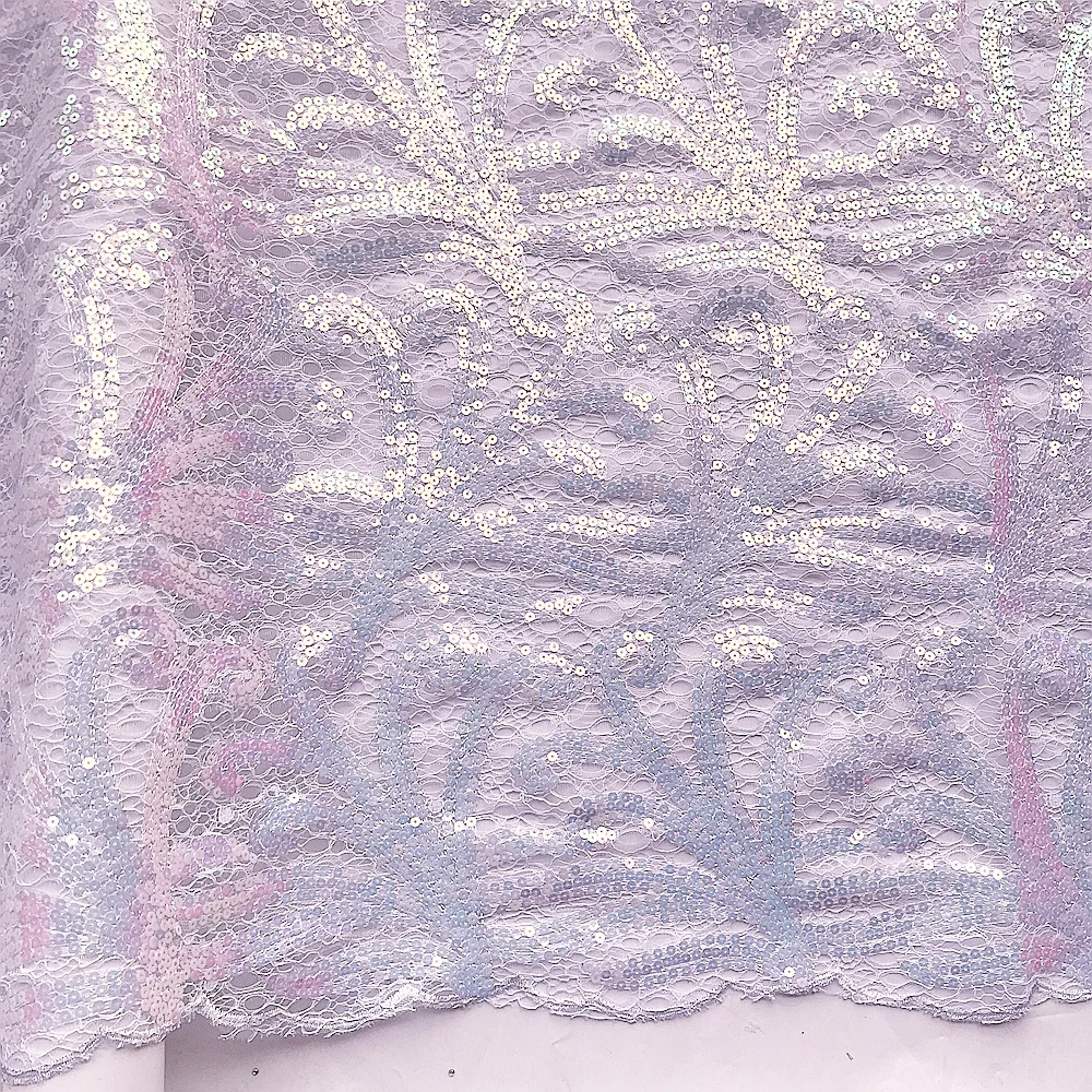 

White Sequin Lace Fabric with Beads French Nigerian Lace Fabric 2019 High Quality Lace Embroidered African Lace Fabric 2020 New