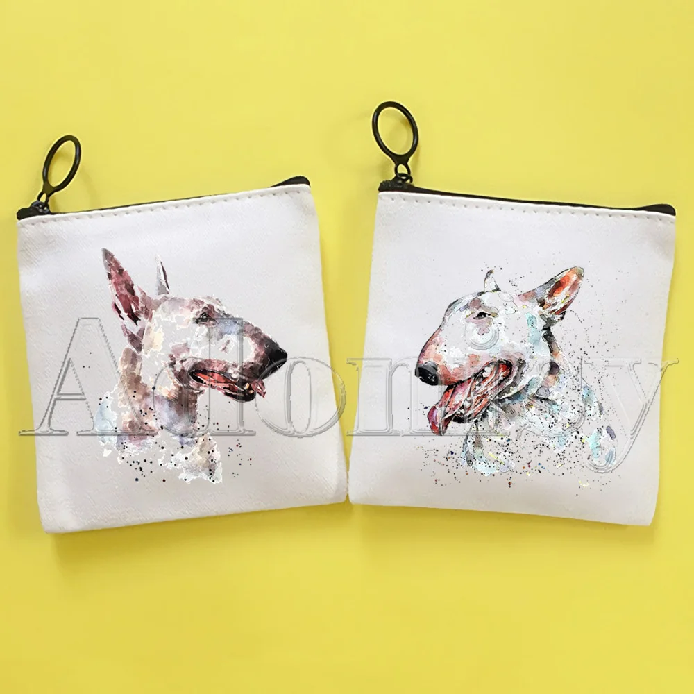 

Холщовая Сумка с изображением Бультерьера, чисто белая сумка, сумка на молнии, сумка для монет, сумка-клатч