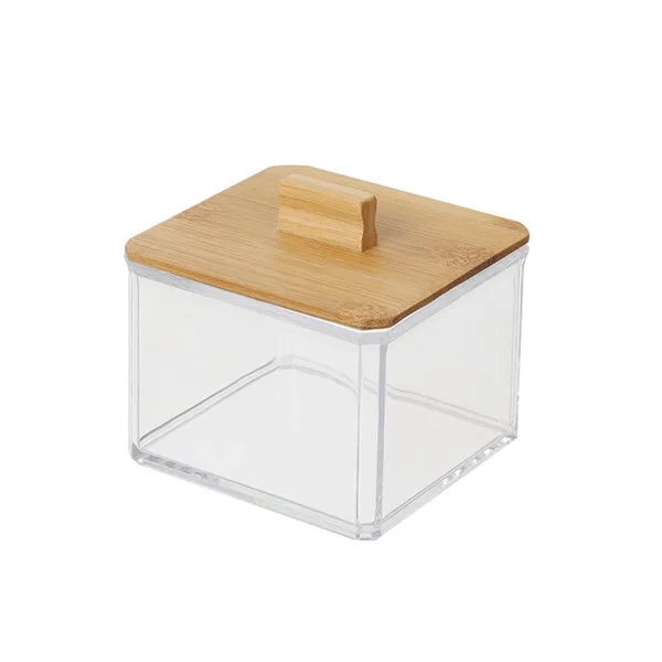Makeup Organizer Box MSJO органайзер для макияжа, коробка для хранения косметики, ватные диски, тампон, Бамбуковая Крышка для женщин, для дома, ванной комнаты, органайзер, коробки для макияжа, корзина - Цвет: Makeup Organizer Box
