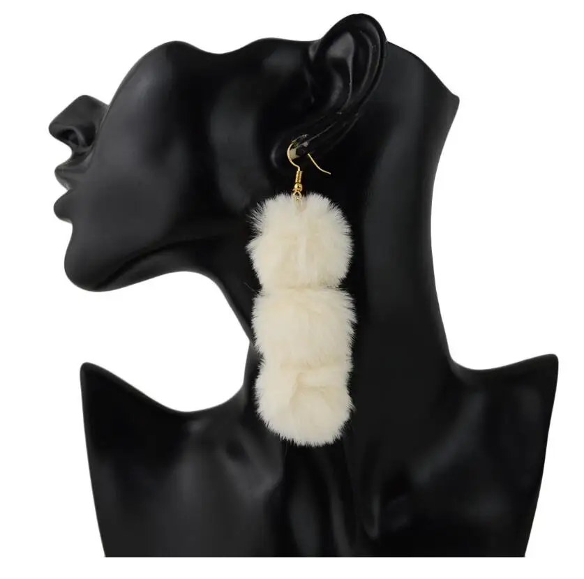 

Серьги-подвески женские, с меховым шариком, пушистые, длинные, с кисточками, сексуальная серьга