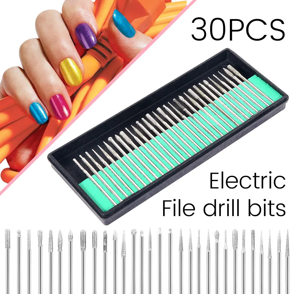 30 шт./компл. алмазные фрезы для ногтей сверла кутикулы маникюра пилки