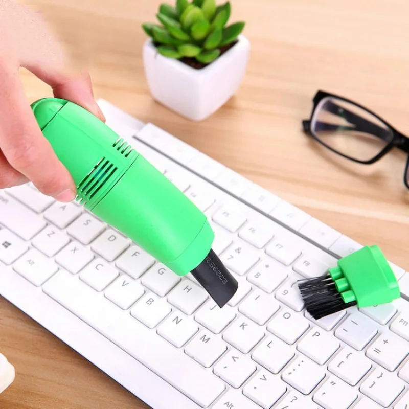 green Мини USB Клавиатура пылесос щетка для ноутбука очиститель пыли щетка инструмент для очистки - Цвет: green