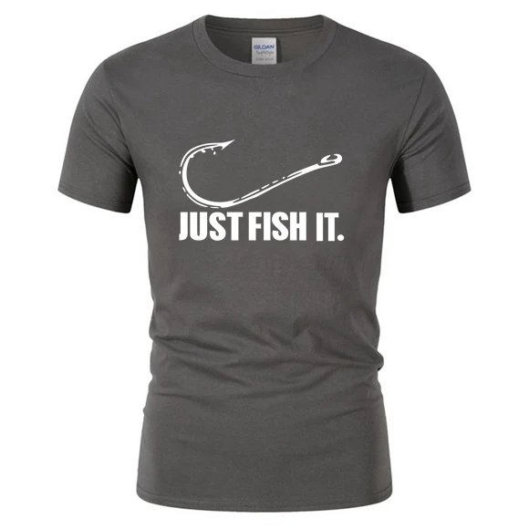 Новинка 2021 забавная Мужская футболка для рыбалки с надписью Just Fish It мужчин и