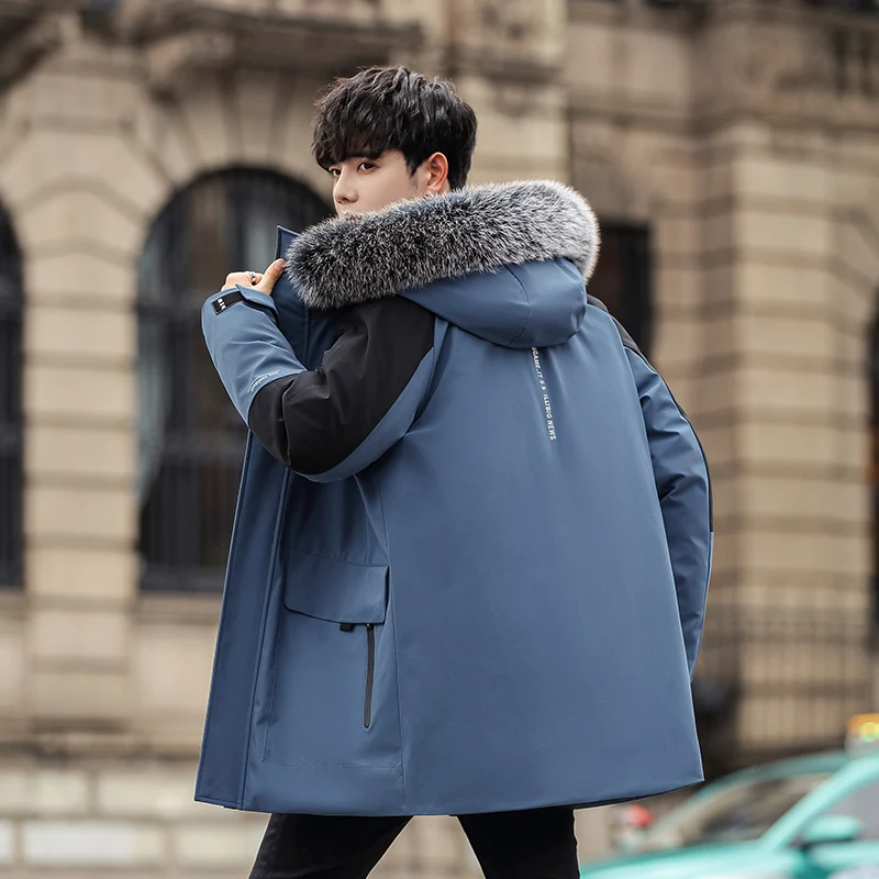 Duck Duck Men's down Jacket Men's Mid-Length New Fashion Brand Extremely Cold Tooling Parka Winter Coat
