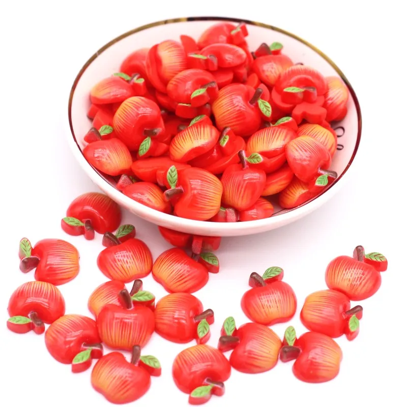 Red Apple Flat Back Resin Handicraft Supplies Wedding Party Home Decoration DIY Handmade Child Gift Clothing Jewelry Accessories