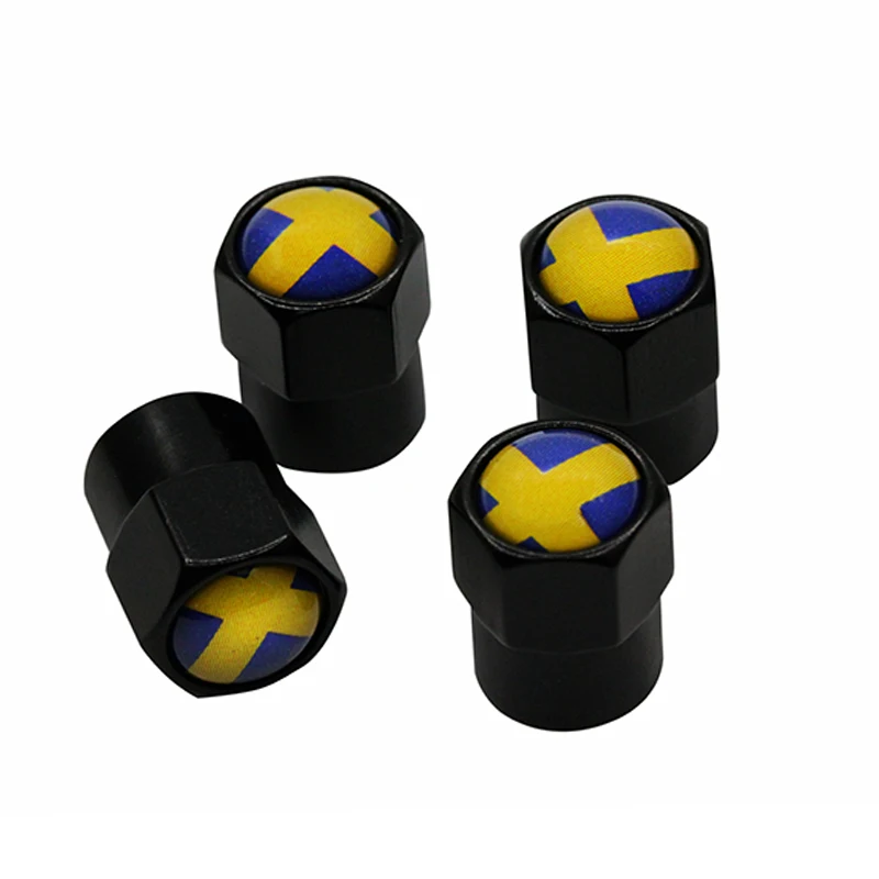 

4Pcs/Set Car Wheel Tire Valve Caps Stem Cover Auto Styling Flag of Sweden Logo Stickers for Volve Saab