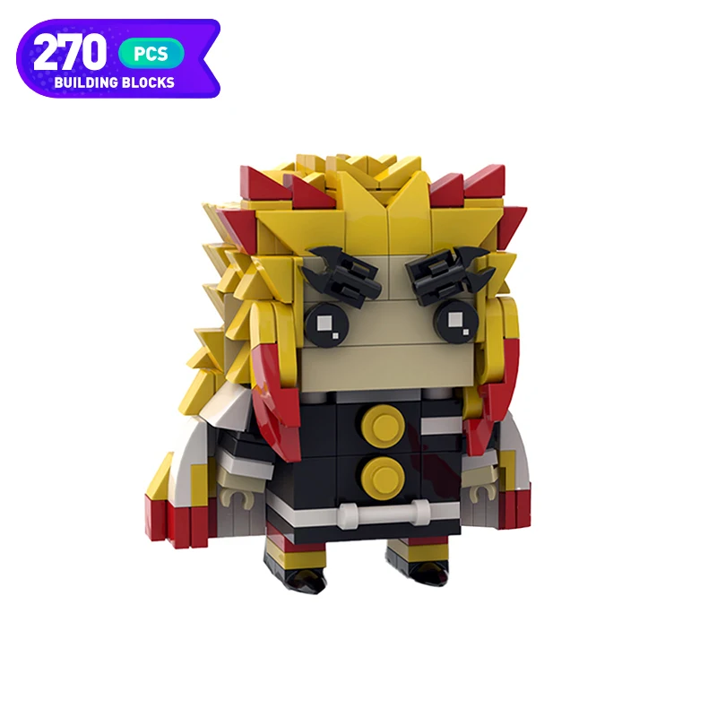 

Moc Demon Anime Characters Rengoku Kyoujurou Japanese Animation Creativity Building Block Brickheadz Toy Assembly Model Gift