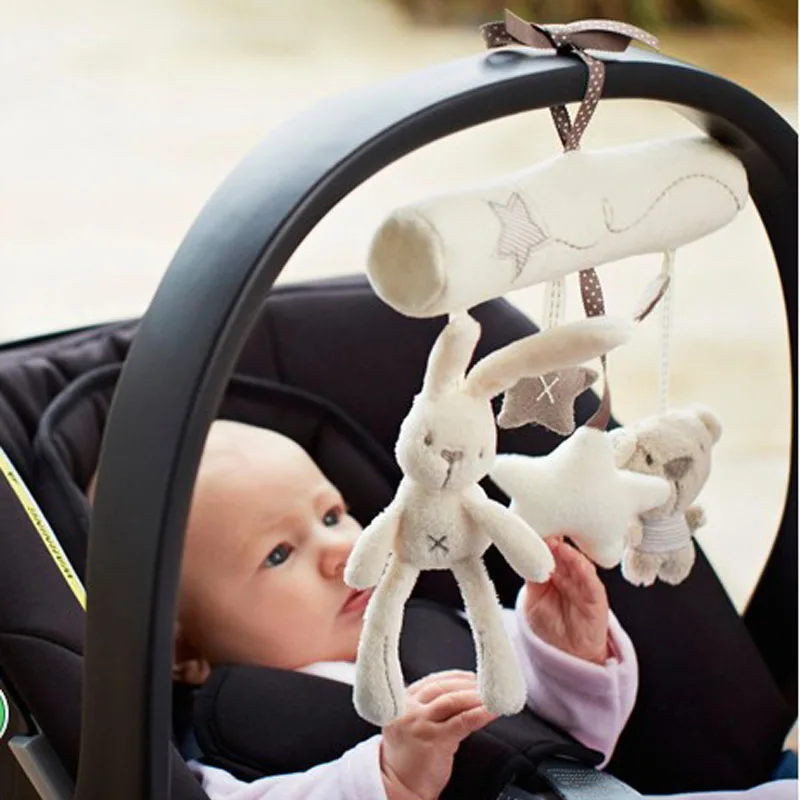 

Baby Toys Rabbit Baby Music Hanging Baby Rattles Seat Plush Toy Hand Bell Multifunctional Plush Toy Stroller Accessories