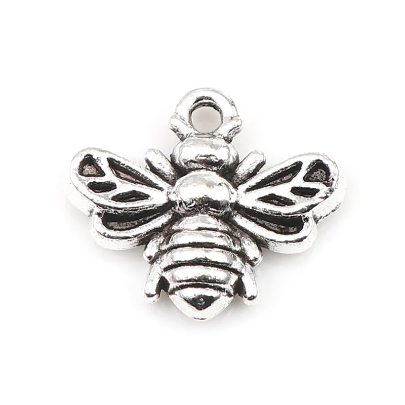 

50 шт., подвески от насекомых DoreenBeads, Античные Подвески серебряного цвета из цинкового сплава с пчелками для изготовления ювелирных украшени...