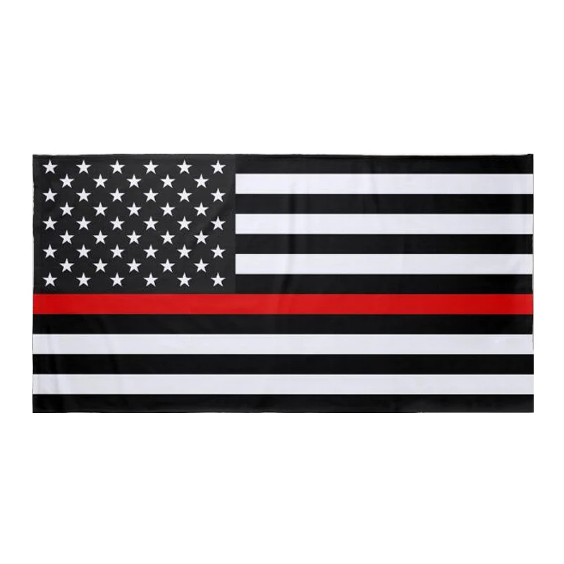 

Cool Black Red Line American Flag Beach Towel Novelty Red Line US Flag Bath Towels for Adult USA Firefighters Birthday Gifts