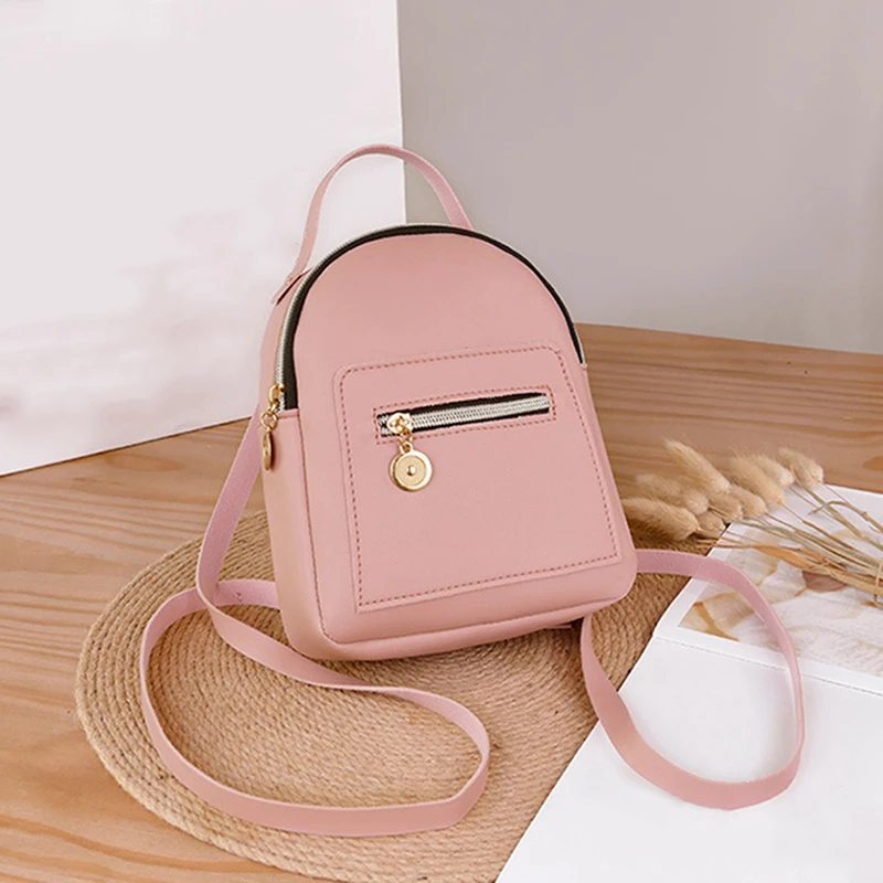 

PU Leather Small Backpack For Teenage Girls Fashion Leisure Zipper Shoulder Bag Knapsack Mini Female School Backpack