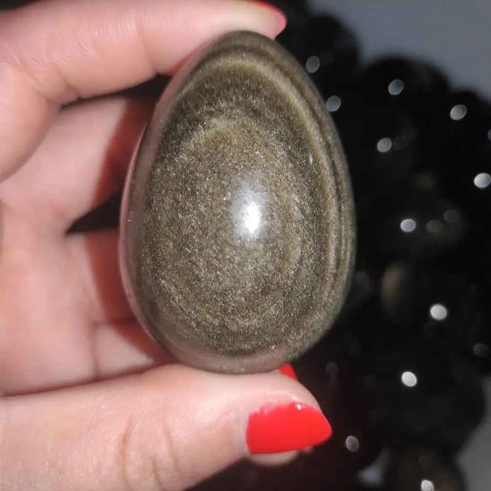 

5-6cm Natural cat eye obsidian crystal egg, quartz crystal rare