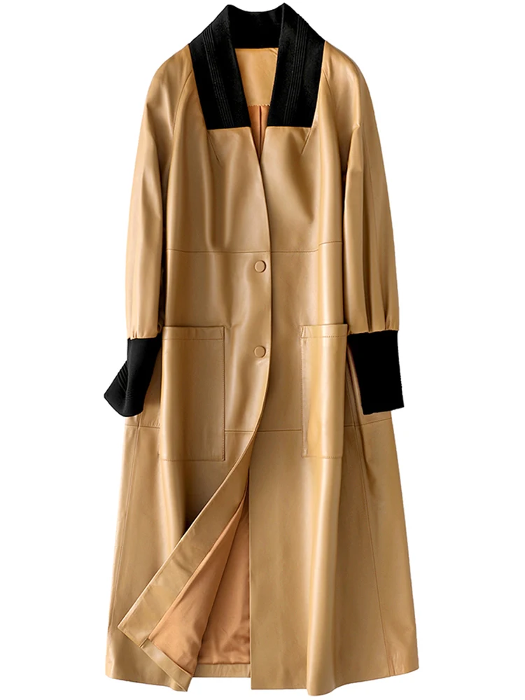 Lautaro осеннее длинное оверсайз водонепроницаемое мягкое пальто из искусственной