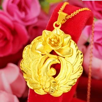 hi fashion sporty 24k gold flower feng pendant necklace for party jewelry with chain choker birthday gift