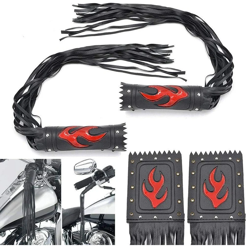 

4Pcs/Set Universal PU Motorcycle Handlebar Tassel Fringe Grip Cover Lever Cover for Victory Cruiser