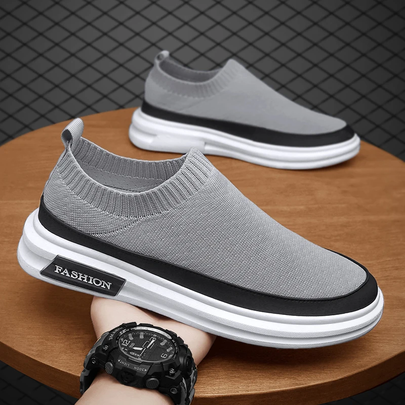 

2021 New Fashion Slip-On Shoes Men 2019 Lightweight Breathable Men Sneakers Black Mesh Sneakers Male Footwear Casual Shoes