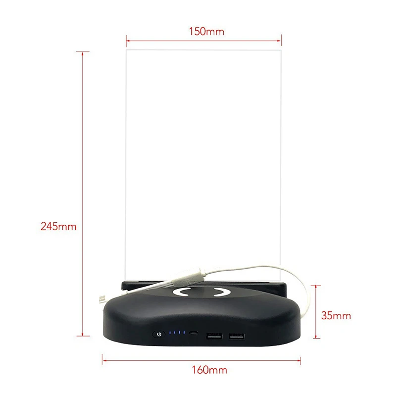 

20000mAh Qi Wireless Charger Power Bank Built in 3 Cables External Battery Fast Wireless Charging Powerbank For Restaurants Cafe