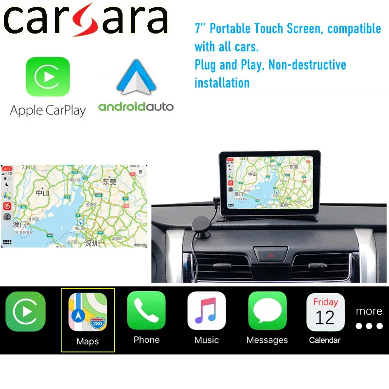 Монитор Apple Carplay сенсорный экран для всех автомобилей 7 дюймов портативный