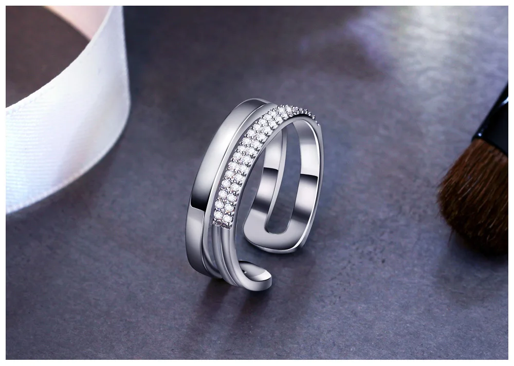 DreamCarnival 1989 с открытыми концами двойные линии полые родий цвет подарок Joyas Anillos Mujer Bijoux циркония кольцо SJ25000