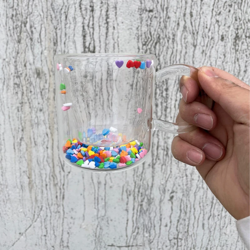 Чашка для воды с милым сыпучим песком Термостойкие чашки пива и кофе двойными