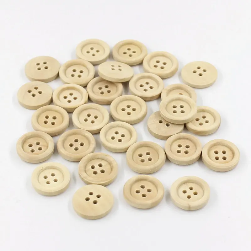 

5PCS Multi Sizes Round Buttons Mixed Wooden Buttons Natural Color 4-Holes Scrapbooking DIY Sewing Accessories
