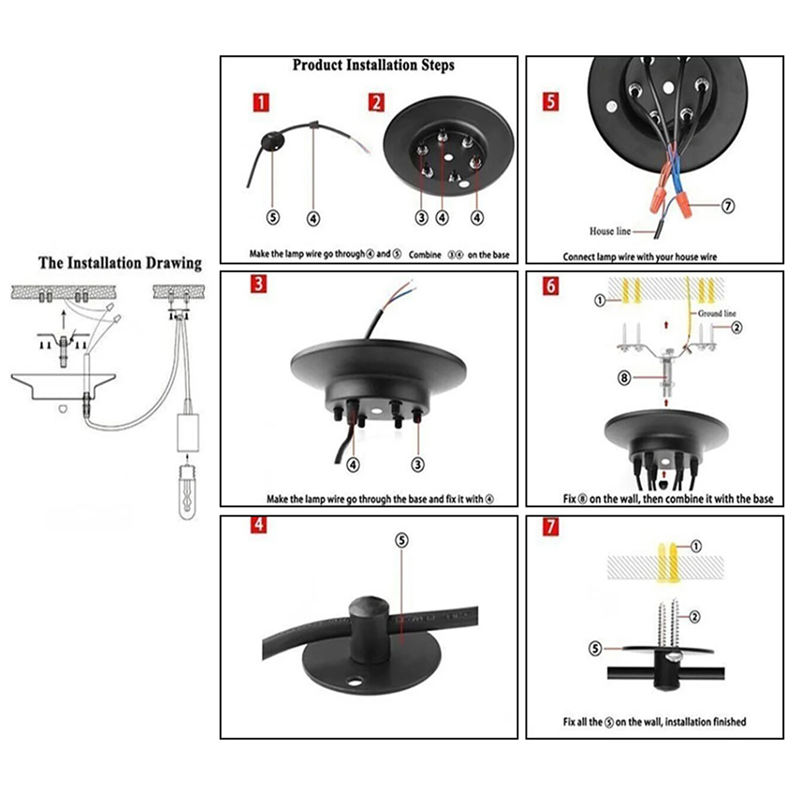 

Multi Pendant Chandelier Adjustable DIY Ceiling Spider Pendant Light 6-Head