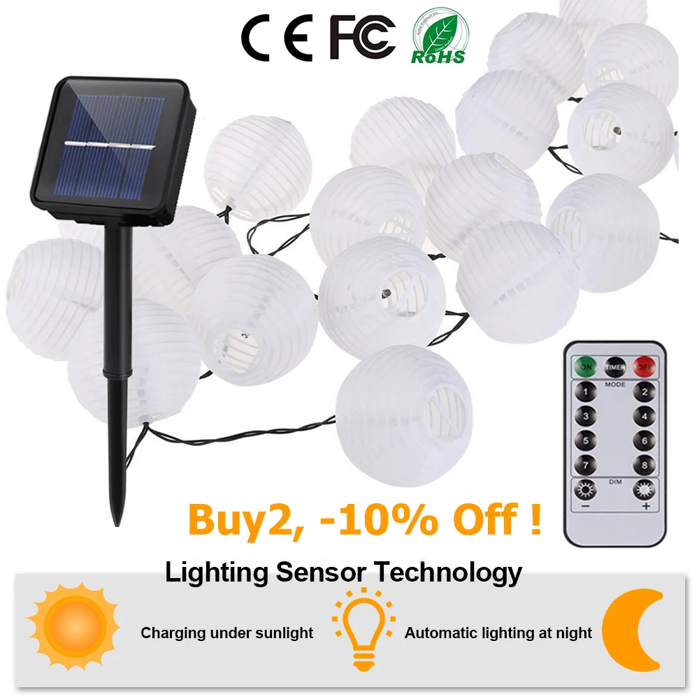 Рождественская гирлянда фонарь на солнечной батарее 30 светодиодов сказочные