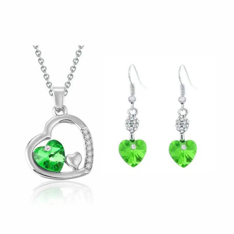 Ювелирное изделие с австрийским кристаллом фруктовое зеленое сердце свадебные
