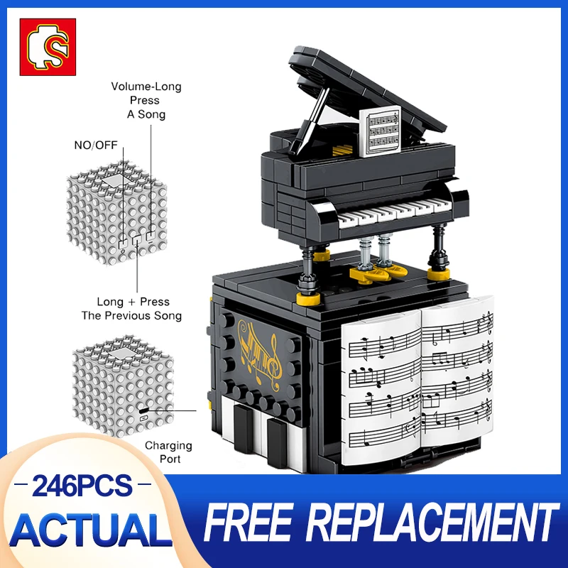 

Высокотехнологичная модель пианино с Bluetooth-динамиком SEMBO 708600, сборка модульных строительных блоков, кирпичи, Детская развивающая игрушка, п...