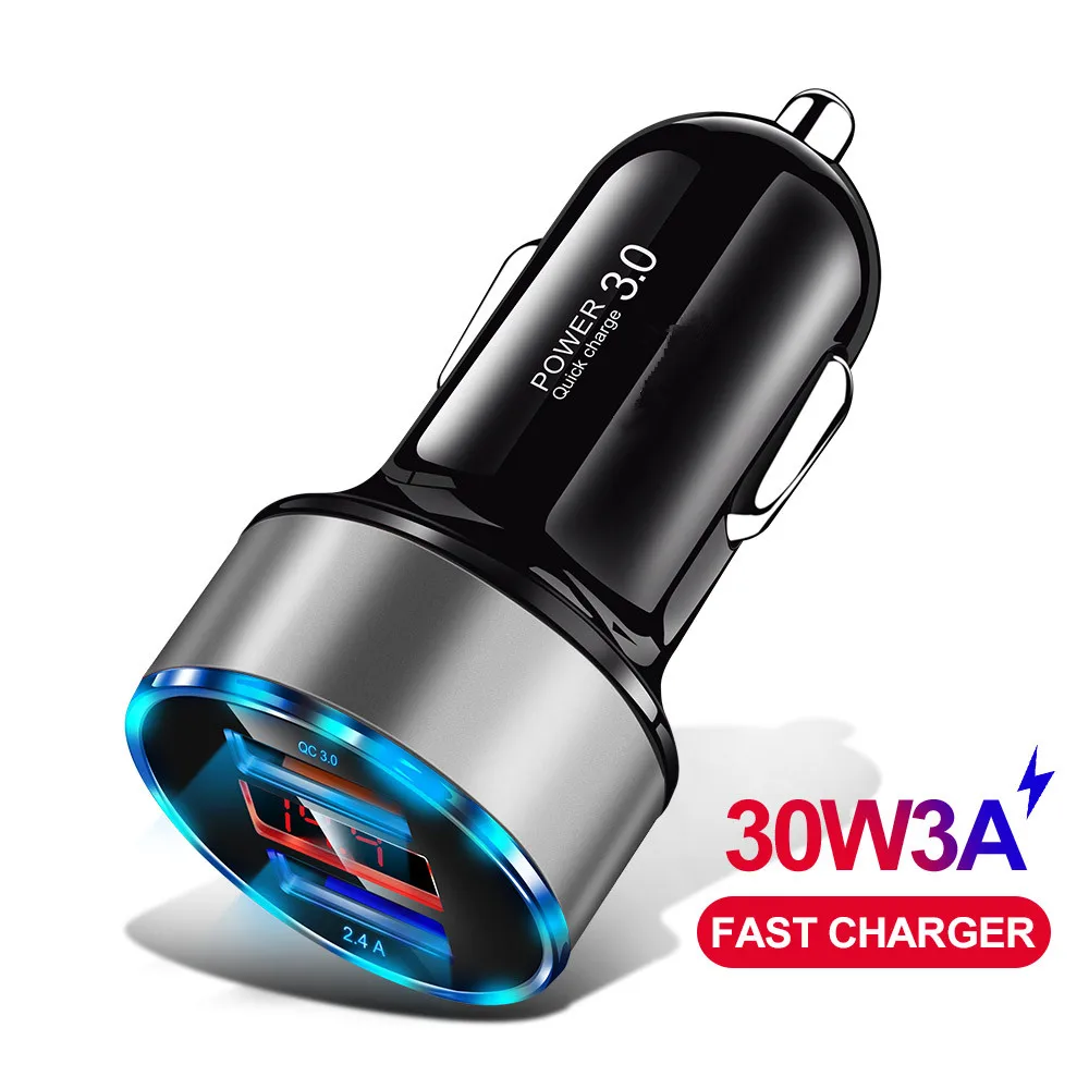 Светодиодный QC 3,0 Быстрая зарядка 4,0 3,0 быстрая зарядка автомобильное зарядное устройство для телефона Xiaomi mi9 huawei P30 P20 USB зарядное устройство для Iphone 11X7 8 P