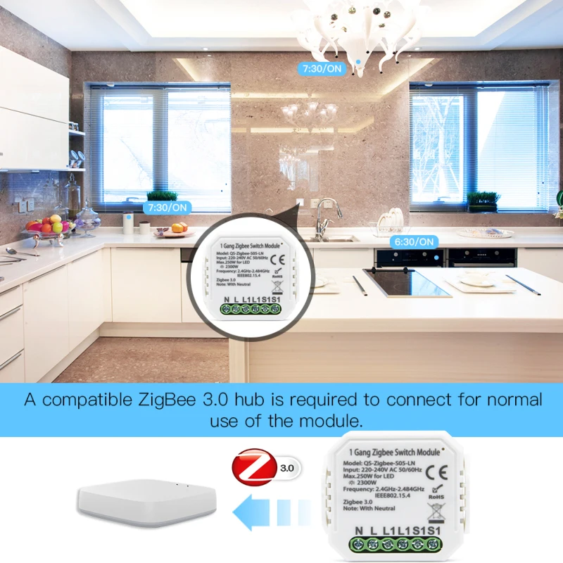 Модуль переключателя с автоматическим выключателем Tuya ZigBee 3 0 2 шт. 250 Вт/2*150 Вт для