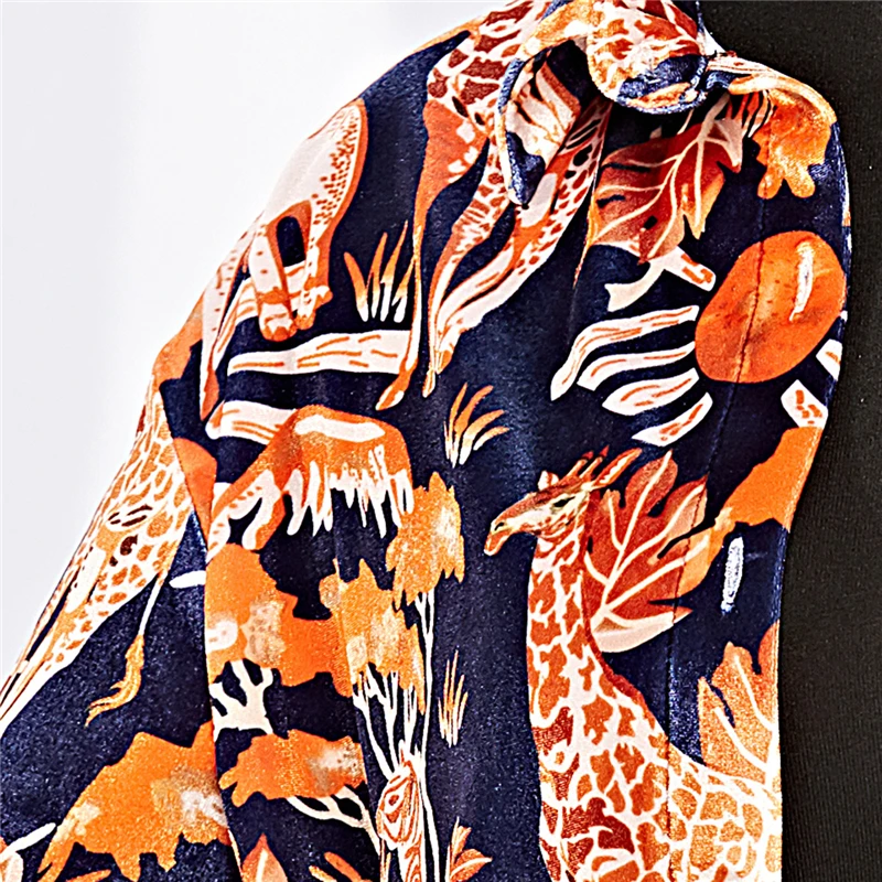 

Shirt Women Vogue Velvet Animal print Hit the color Loose Jacket Streetwear Chic All-match 2020 New Autumn Blouse Ladies Tops
