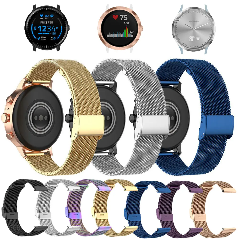 

Stainless Steel Watch Strap For Samsung Galaxy Watch 42mm 46mm Gear S2 S3 Metal Watchband Garmin Vivoactive 3 4 4S Venu 2S